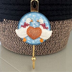 Vintage Cottagecore Wall Hook Goose Bow Heart Avon Country Decor Kitchen 80s